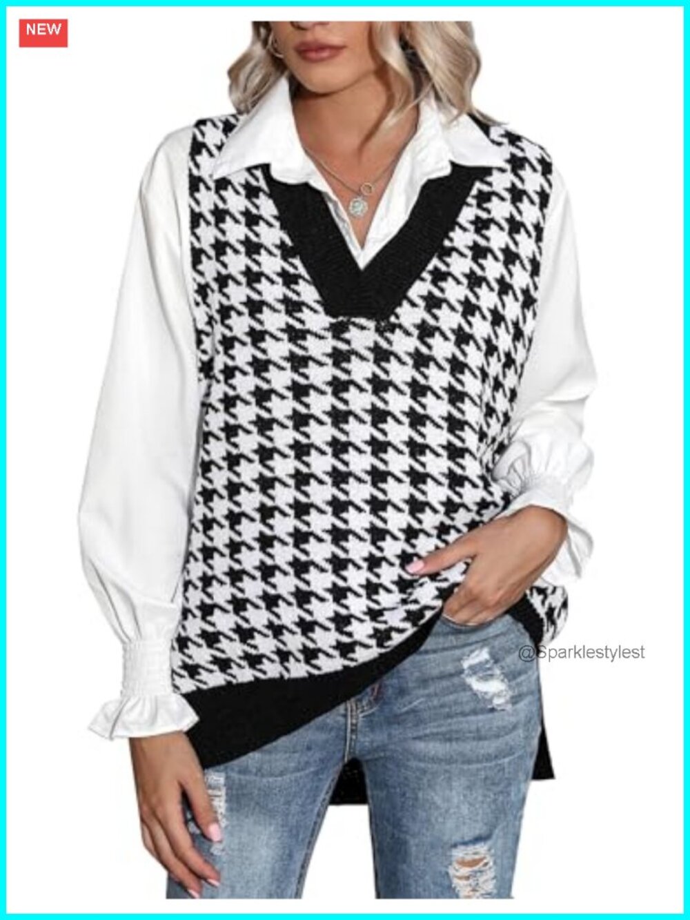 Sleeveless V Neck Sweater Vest Oversized Pullover Knitted Tops Fall
